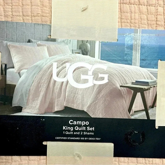 NWT UGG ® KING CAMPO QUILT 3 Pc SET "Himalayan Salt" Soft Pink - Picture 4 of 6
